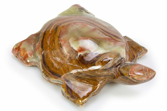 Carved Green Banded Calcite Turtle - Pakistan #301416